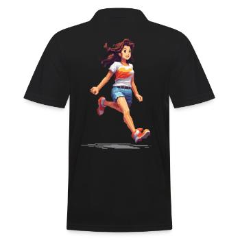 Retro Gamer Pixel Vintage Gaming Fun Design - Men's Polo Shirt - black - Back - Kai (181cm)