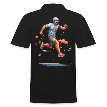 Retro Gamer Pixel Kunst Vintage Videospiel - Männer Poloshirt - Schwarz - Hinten - Kai (181cm)