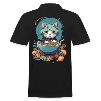 Kawaii Katze Ramen Pastell Japan Design - Männer Poloshirt - Schwarz - Hinten - Kai (181cm)