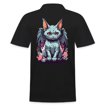 Gothic Dämonen Katze Pastell Vintage Design - Männer Poloshirt - Schwarz - Hinten - Kai (181cm)