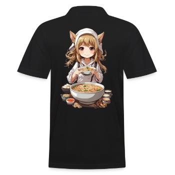 Kemonomimi Girl Ramen Anime Manga Lover - Men's Polo Shirt - black - Back - Kai (181cm)