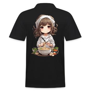 Anime Ramen Mädchen Japanische Nudelsuppe Koch - Männer Poloshirt - Schwarz - Hinten - Kai (181cm)