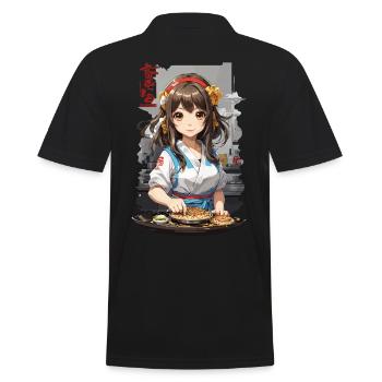 Anime Okonomiyaki Kochendes Manga Mädchen - Männer Poloshirt - Schwarz - Hinten - Kai (181cm)