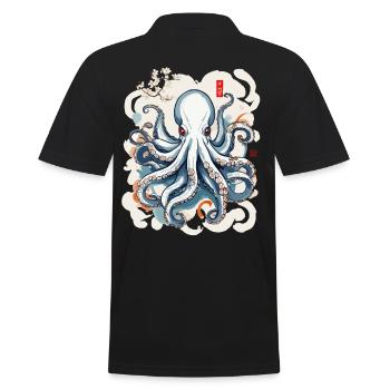 Vintage Japon Kraken Ukiyo-E Marine esthétique - Polo Homme - noir - Dos - Kai (181cm)