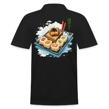 Design esthétique japonais Sushi Streetwear - Polo Homme - noir - Dos - Kai (181cm)