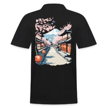 Tokyo Retro Streetwear Japan Edo Time Aesthetic - Men's Polo Shirt - black - Back - Kai (181cm)