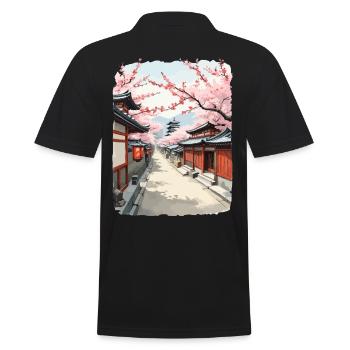Fleurs de cerisier Japon Streetwear Street Art Design - Polo Homme - noir - Dos - Kai (181cm)