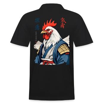 Samurai Hahn Japan Vintage Ukiyo-E Kunst Design - Männer Poloshirt - Schwarz - Hinten - Kai (181cm)
