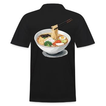 Japanese Ramen Noodle Soup Aesthetic Design - Men's Polo Shirt - black - Back - Kai (181cm)