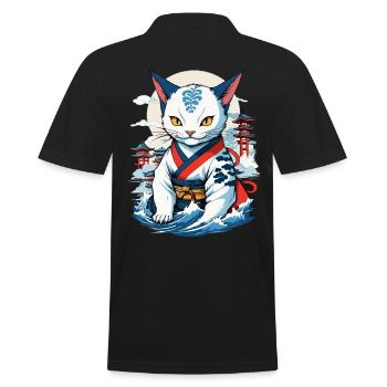 Aesthetic Cat Love Streetwear Japan Cats - Men's Polo Shirt - black - Back - Kai (181cm)