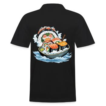 Drôle Sushi Yokai Monster Aime Sushi - Polo Homme - noir - Dos - Kai (181cm)