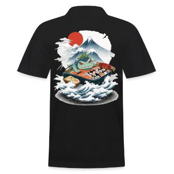 Ukiyo-E Japon Art Sushi Yokai Streetwear Design - Polo Homme - noir - Dos - Kai (181cm)
