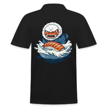 Drôle Sushi Yokai Rice Monster Streetwear - Polo Homme - noir - Dos - Kai (181cm)