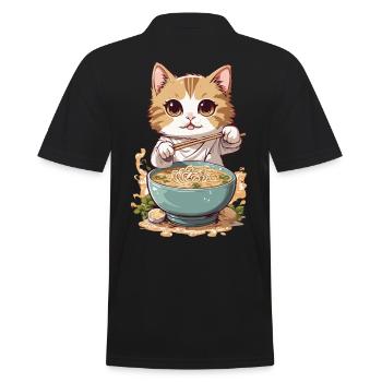 Le chat aime les ramen à la culture japonaise - Polo Homme - noir - Dos - Kai (181cm)