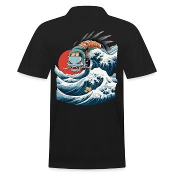 See Drache Ukiyo-E Japan Vintage Aesthetic - Männer Poloshirt - Schwarz - Hinten - Kai (181cm)