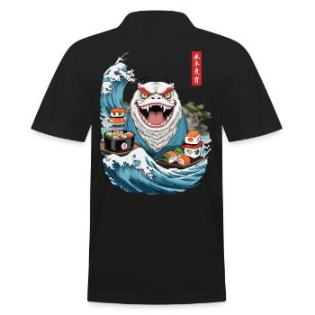 Japon Sushi Ukiyo-E Yokai Monster Streetwear Art - Polo Homme - noir - Dos - Kai (181cm)