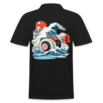 Japanische Sushi Rolle Vintage Ukiyo-E Design - Männer Poloshirt - Schwarz - Hinten - Kai (181cm)