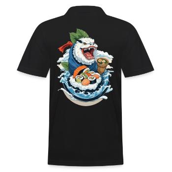 Sushi Yokai Monster Vintage Ukiyo-E Japan Kunst - Männer Poloshirt - Schwarz - Hinten - Kai (181cm)