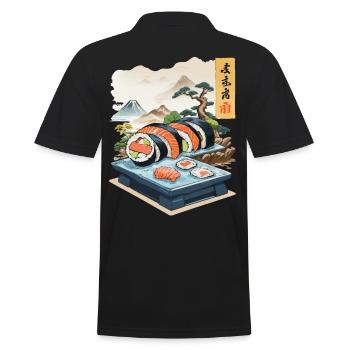 Japon Sushi Nourriture Streetwear Design Esthétique - Polo Homme - noir - Dos - Kai (181cm)