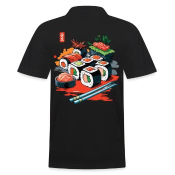 Japanisches Sushi Streetwear Kunst Design - Männer Poloshirt - Schwarz - Hinten - Kai (181cm)