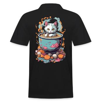 Mignon chat Ramen otaku soupe de nouilles esthétique - Polo Homme - noir - Dos - Kai (181cm)