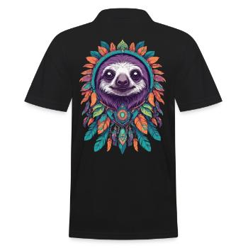 Paresseux spirituel Mandala Feathers Festival - Polo Homme - noir - Dos - Kai (181cm)
