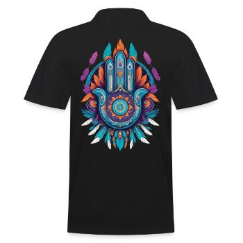 Hamsa Hand Mandala Bohemian Chic - Men's Polo Shirt - black - Back - Kai (181cm)