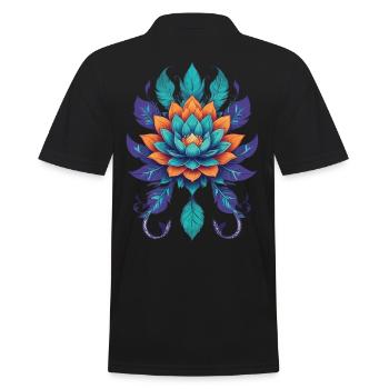 Lotus Flower Spirit Joy of Colors Flower of Life - Men's Polo Shirt - black - Back - Kai (181cm)