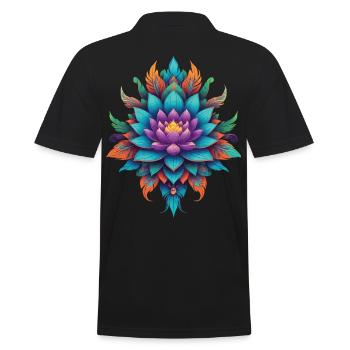 Spiritual Lotus Mandala Feather Design - Men's Polo Shirt - black - Back - Kai (181cm)