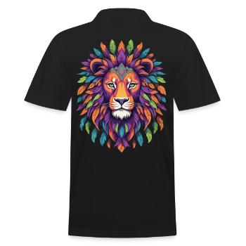 Animal Lion Mandala de plumes - Polo Homme - noir - Dos - Kai (181cm)