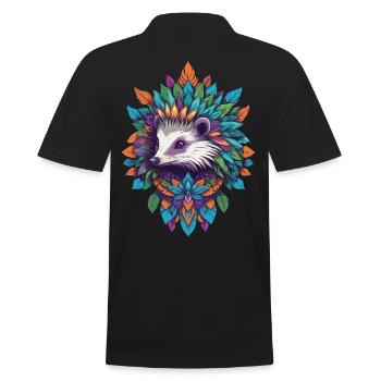 Spirituelles Krafttier Dachs Mandala - Männer Poloshirt - Schwarz - Hinten - Kai (181cm)