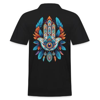 Plumes spirituelles de Mandala à la main Hamsa - Polo Homme - noir - Dos - Kai (181cm)