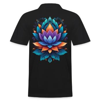 Spirituelle Lotus-Mandala Zen Aesthetic Style - Männer Poloshirt - Schwarz - Hinten - Kai (181cm)