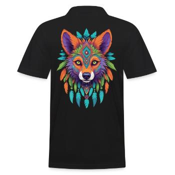 Spirit Schakal Mandala Esoterik Kunst - Männer Poloshirt - Schwarz - Hinten - Kai (181cm)