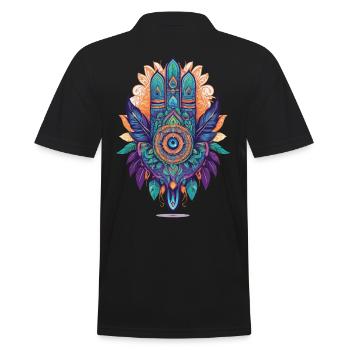 Hamsa Main Spirituel Mandala Plumes Design - Polo Homme - noir - Dos - Kai (181cm)