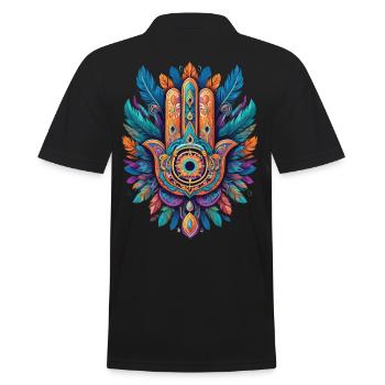 Spirituel Hamsa main plumes Design esthétique - Polo Homme - noir - Dos - Kai (181cm)