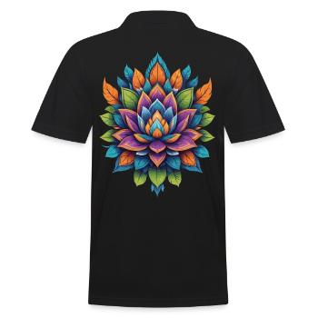Spiritual Flower Lotus Life Energy Life Flower - Men's Polo Shirt - black - Back - Kai (181cm)