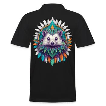 Hérisson Mandala puissance spirituelle Animal Design - Polo Homme - noir - Dos - Kai (181cm)
