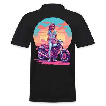 Style de motard moto rétro Vaporwave - Polo Homme - noir - Dos - Kai (181cm)