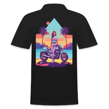 Moto Vintage Vaporwave Streetwear - Polo Homme - noir - Dos - Kai (181cm)