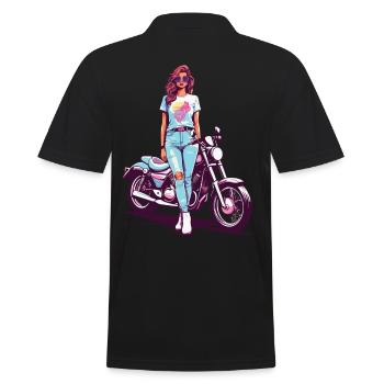 des années 80 vintage moto motards fille Design - Polo Homme - noir - Dos - Kai (181cm)