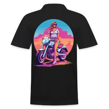 Design esthétique rétro Vaporwave Biker - Polo Homme - noir - Dos - Kai (181cm)