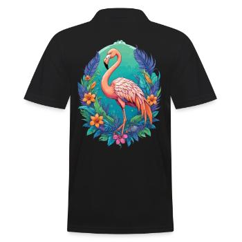 Aesthetic Flamingo Spirituelles Mandala Design - Männer Poloshirt - Schwarz - Hinten - Kai (181cm)