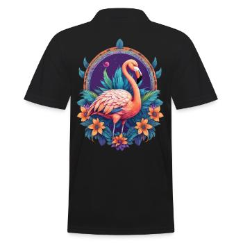 Flamingo Spirituelles Mandala Design - Männer Poloshirt - Schwarz - Hinten - Kai (181cm)