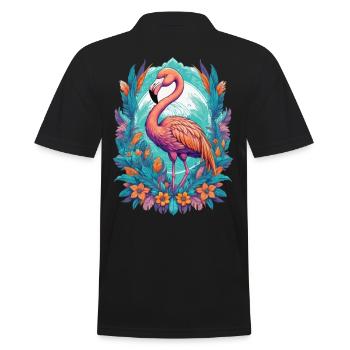 Flamingo Spirit Animal Mandala Dream Catcher Design - Men's Polo Shirt - black - Back - Kai (181cm)