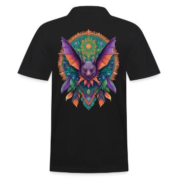 Flughund Mandala Traumfänger Design - Männer Poloshirt - Schwarz - Hinten - Kai (181cm)