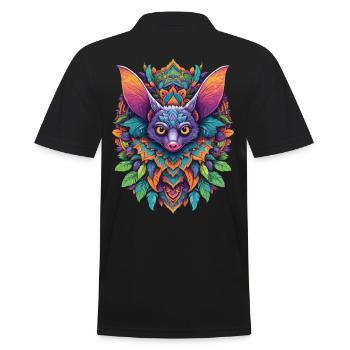 Fledermaus Mandala Traumfänger Design - Männer Poloshirt - Schwarz - Hinten - Kai (181cm)