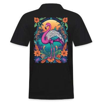 Afrika Flamingo Spirituelles Mandala Design - Männer Poloshirt - Schwarz - Hinten - Kai (181cm)