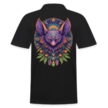 Fledermaus Spirituelles Mandala Design - Männer Poloshirt - Schwarz - Hinten - Kai (181cm)