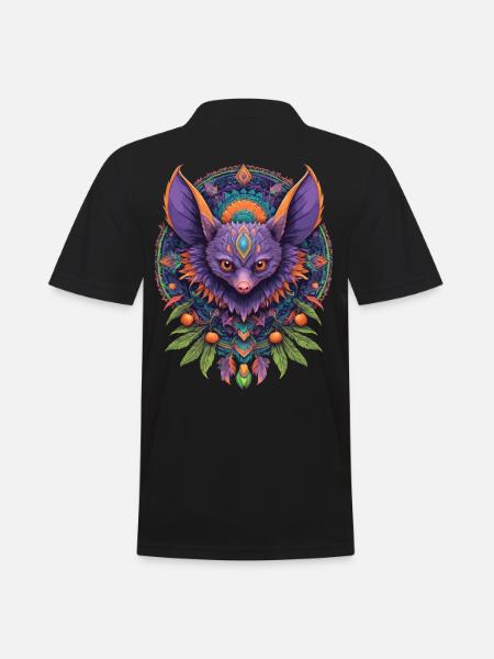 Bat Spiritual Mandala Design - Men's Polo Shirt - black